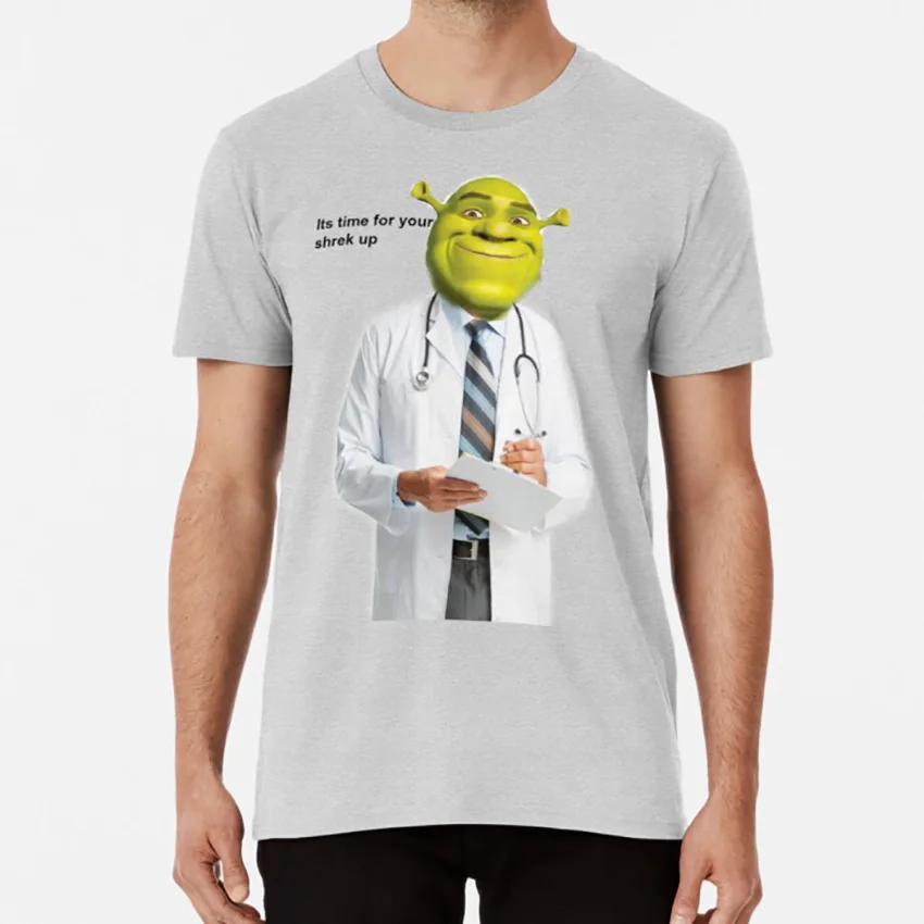 Серый Футболка Shrek Check up meme shrek memes dank memes doctor swamp phototshop edits - Цвет: Серый