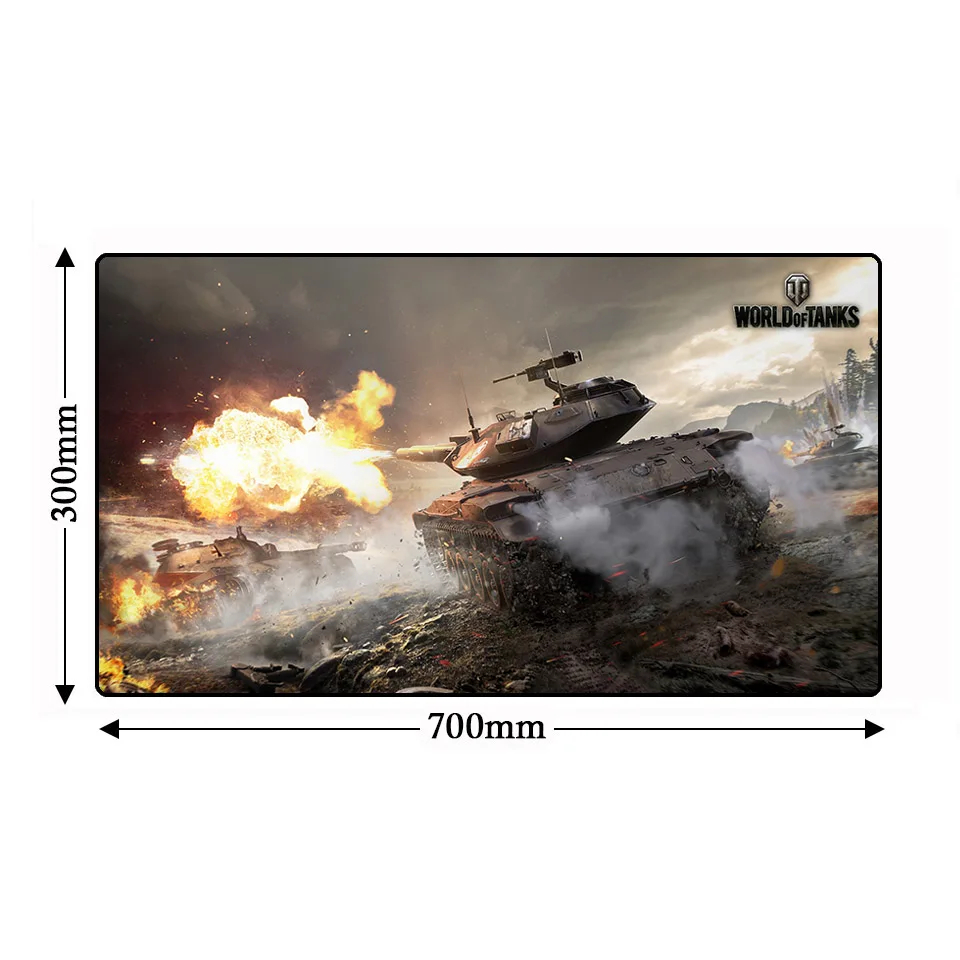 Pbpad 70X40 см игровой коврик для мыши World of Tanks большой резиновый с запирающимся краем