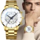Noble Gold Men's Watch Minimalist Quartz Dial Wristwatch Folding Buckle Fashion Leather Wallet Birthday Gifts for Man with Box Other Image
