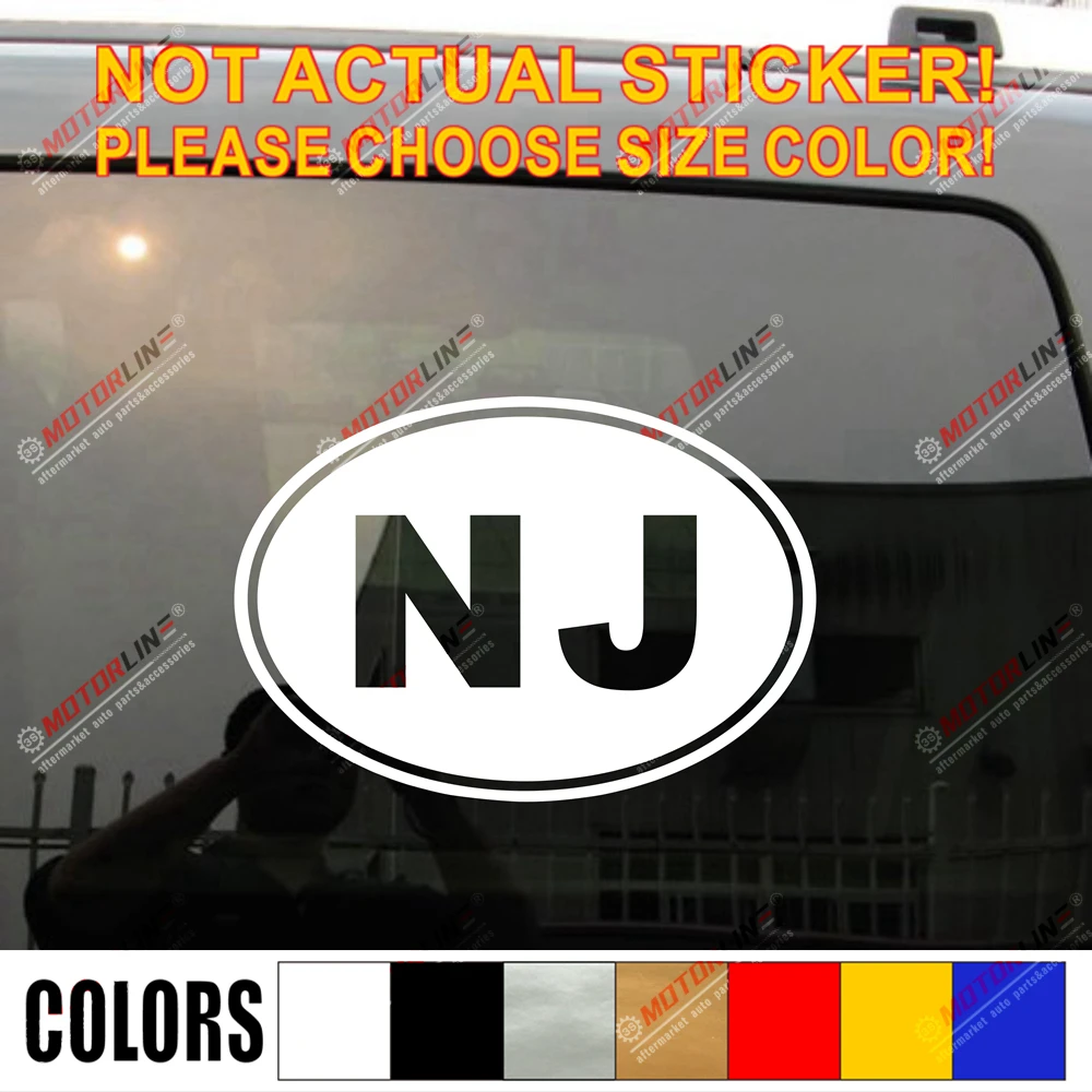 

NJ Oval New Jersey State US Decal Sticker Car Vinyl pick size color no bkgrd