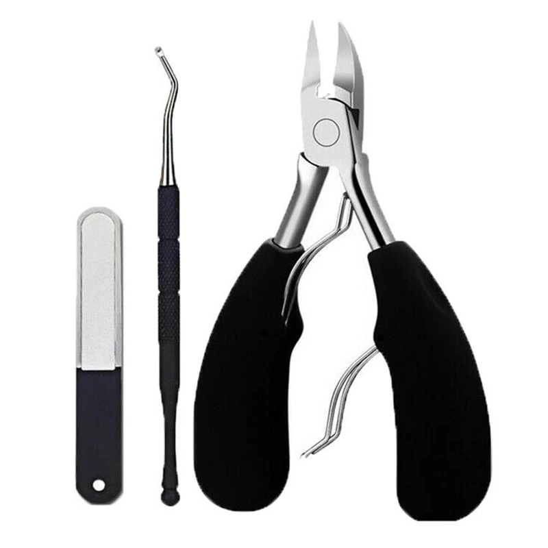 

3pcs Toenail Clipper Set Stainless Steel Nail Clippers for Thick Ingrown Toe Nail Precision Nail File Cut Home Toenails Tool