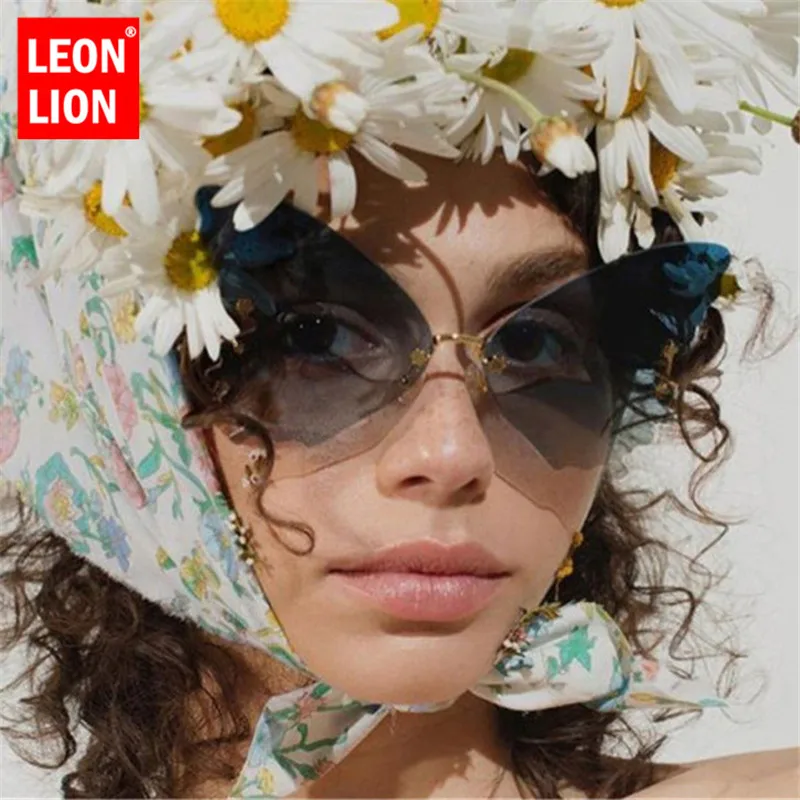 LeonLion 2021 бабочка ретро солнцезащитные очки для женщин негабаритные Женские