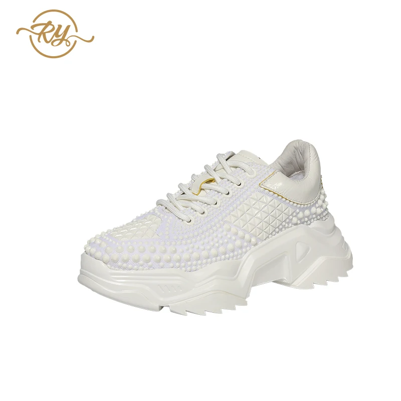 Женские кроссовки на платформе белые в стиле ins роскошные повседневная обувь для