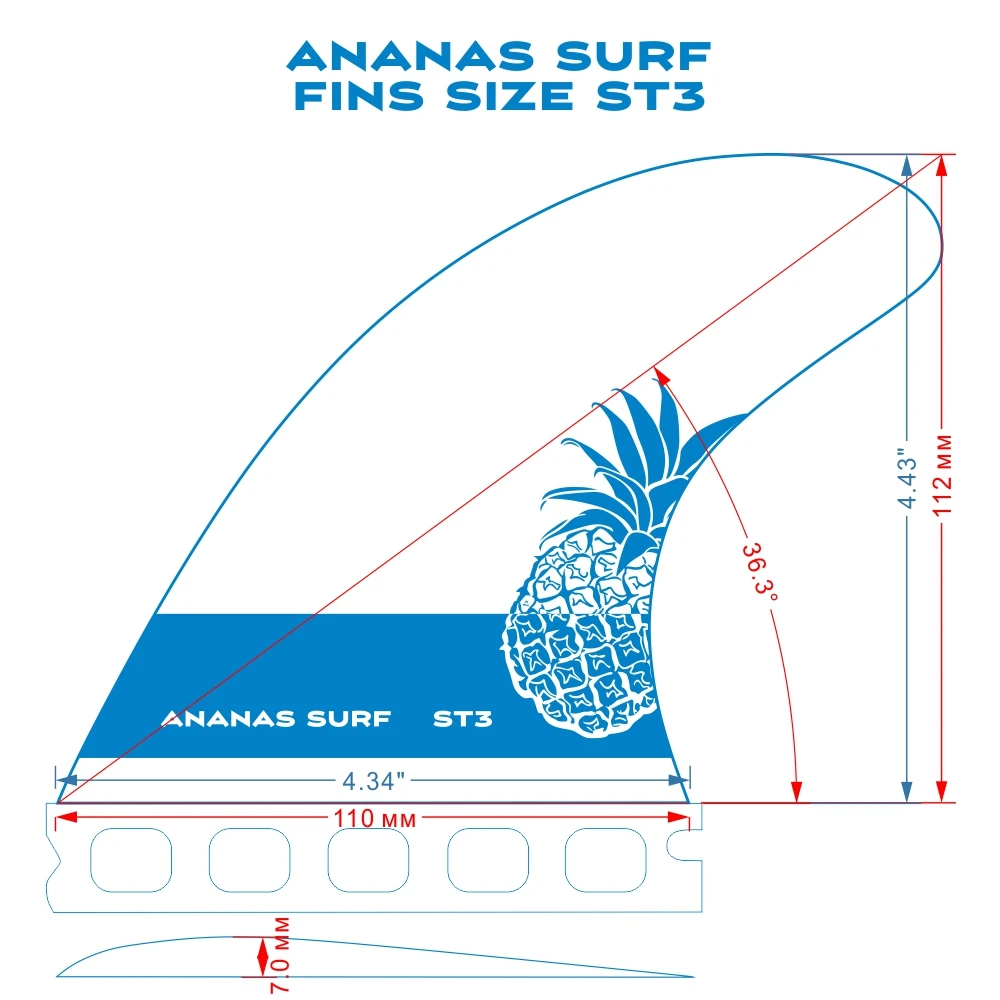 Ananas Surf ласты для серфинга, два 2 плавника, quad, будущая Базовая Плавник Набор kitesurfboard wakesurf sup аксессуары