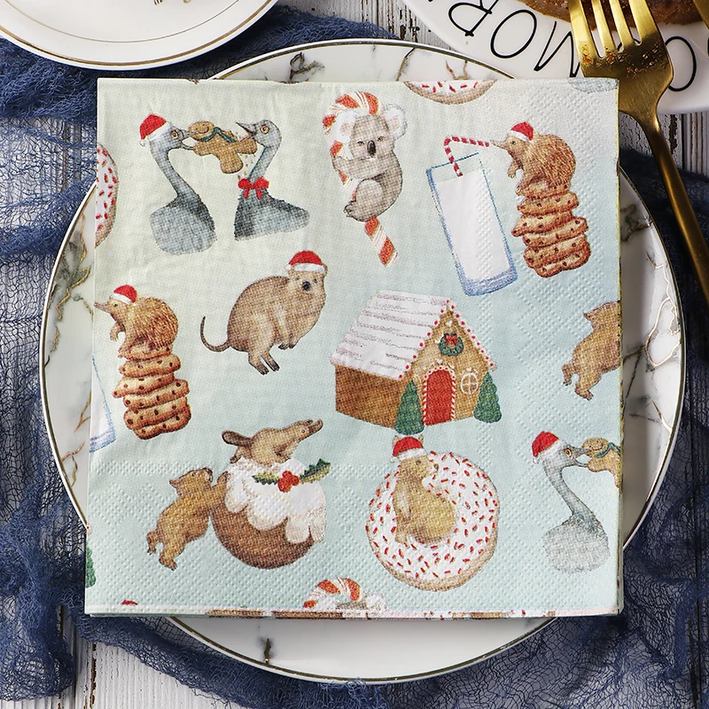 Рождественские цветные салфетки Рождественская одежда товары для кенгуру коала