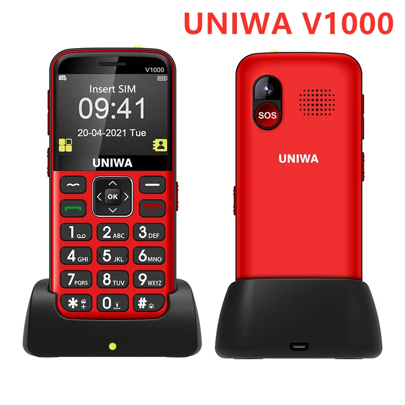 Сотовый телефон UNIWA V808G, 3G WCAMA V1000, 4G LTE, мобильный телефон, SOS, 2,31 мАч, русская клавиатура, пожилый человек от AliExpress RU&CIS NEW