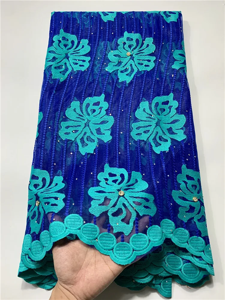 Новейшая французская кружевная ткань высокого качества синяя оранжевая
