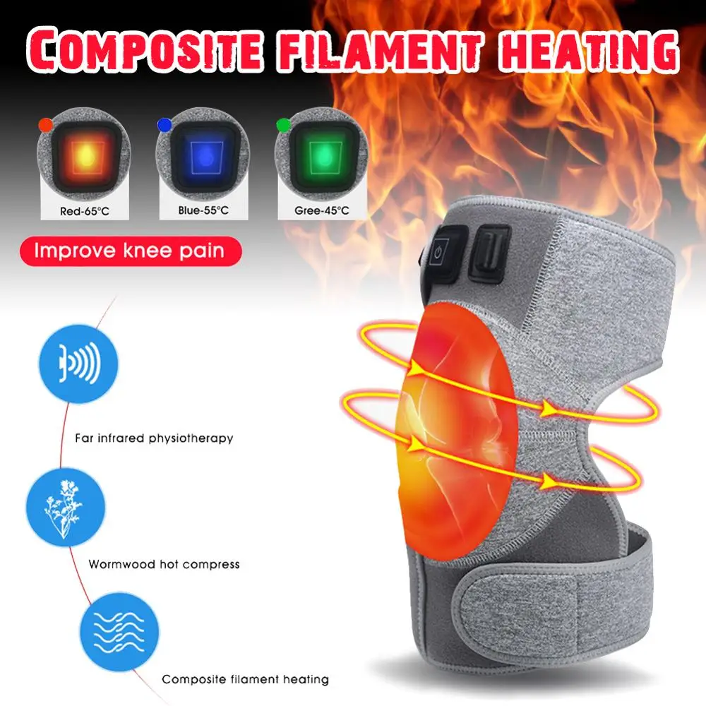 

Winter Electric Heating Knee Pads Brace Wrap With 3 Adjutsable Heat Keeps Warm For Arthritis Joint