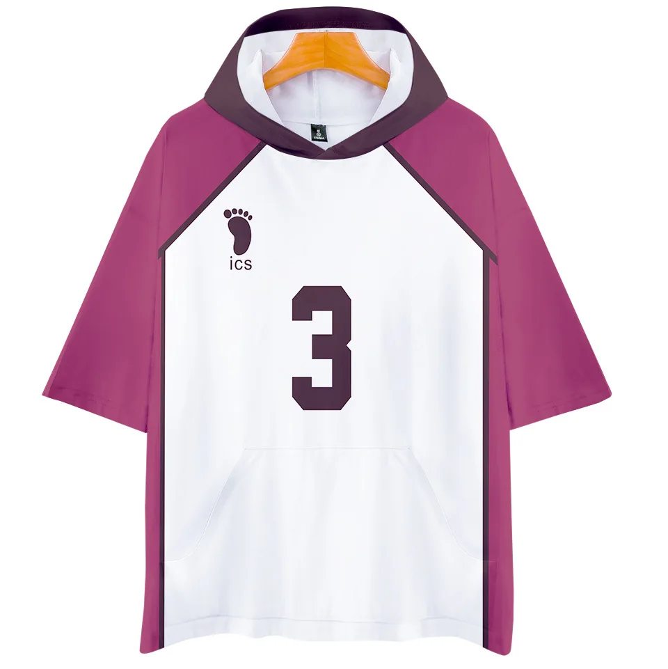 Косплей-рубашка Haikyuu! Пуловер с капюшоном футболка коротким рукавом Модный