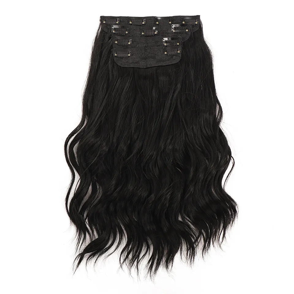 

42CM Natural Color 5Pcs/Set Hairpiece Curly 11 Clips In False Styling Hair Synthetic Clip In Hair Extensions Heat Resistant