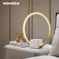 Modern LED Table Lamps Nordic Marble Stainless Steel Circle Ring Round Desk Lamps Bedroom Living Room Study Lights Fixture