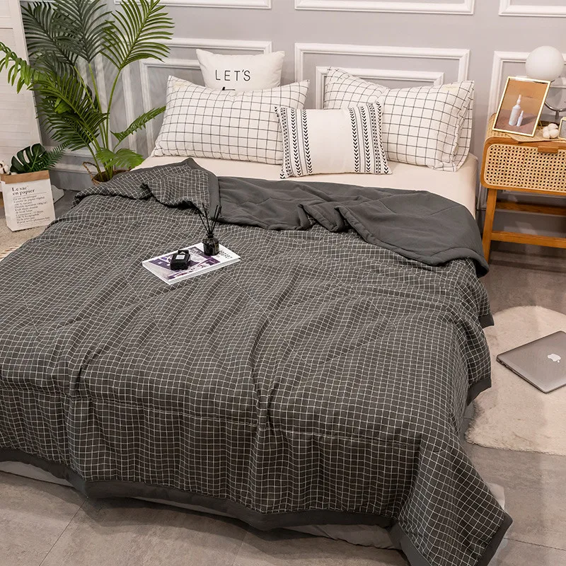 Тонкое летнее одеяло в полоску лоскутное покрывало для кровати взрослых и детей