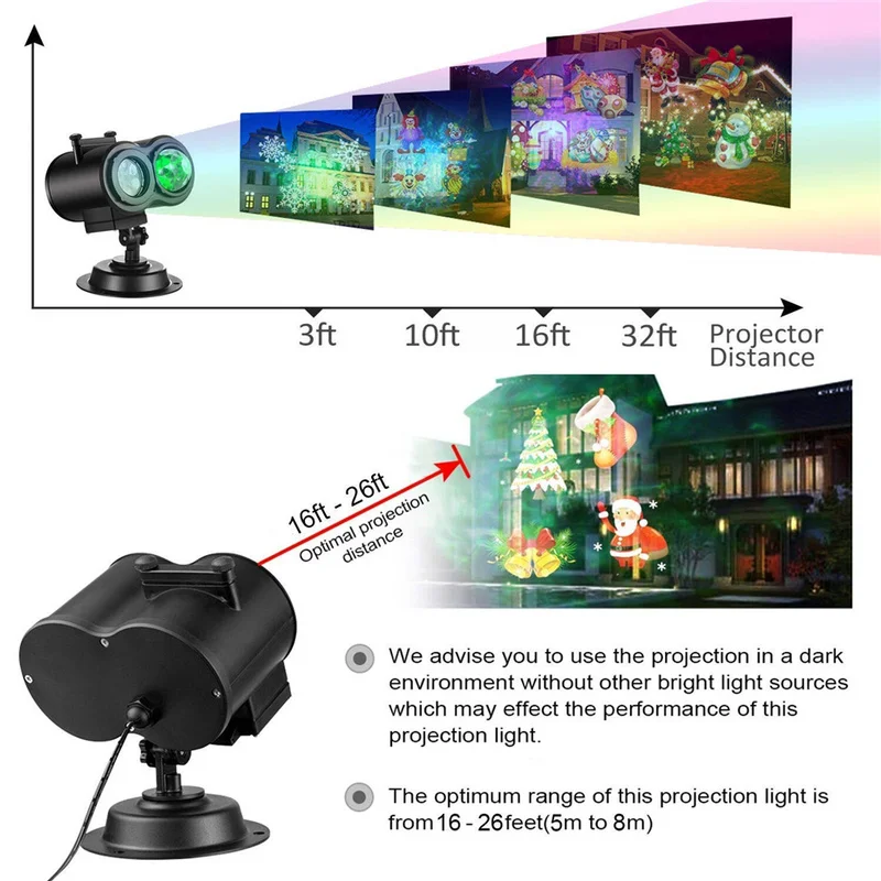 Водонепроницаемый светодиодный светильник в виде снежинок 12 узоров для