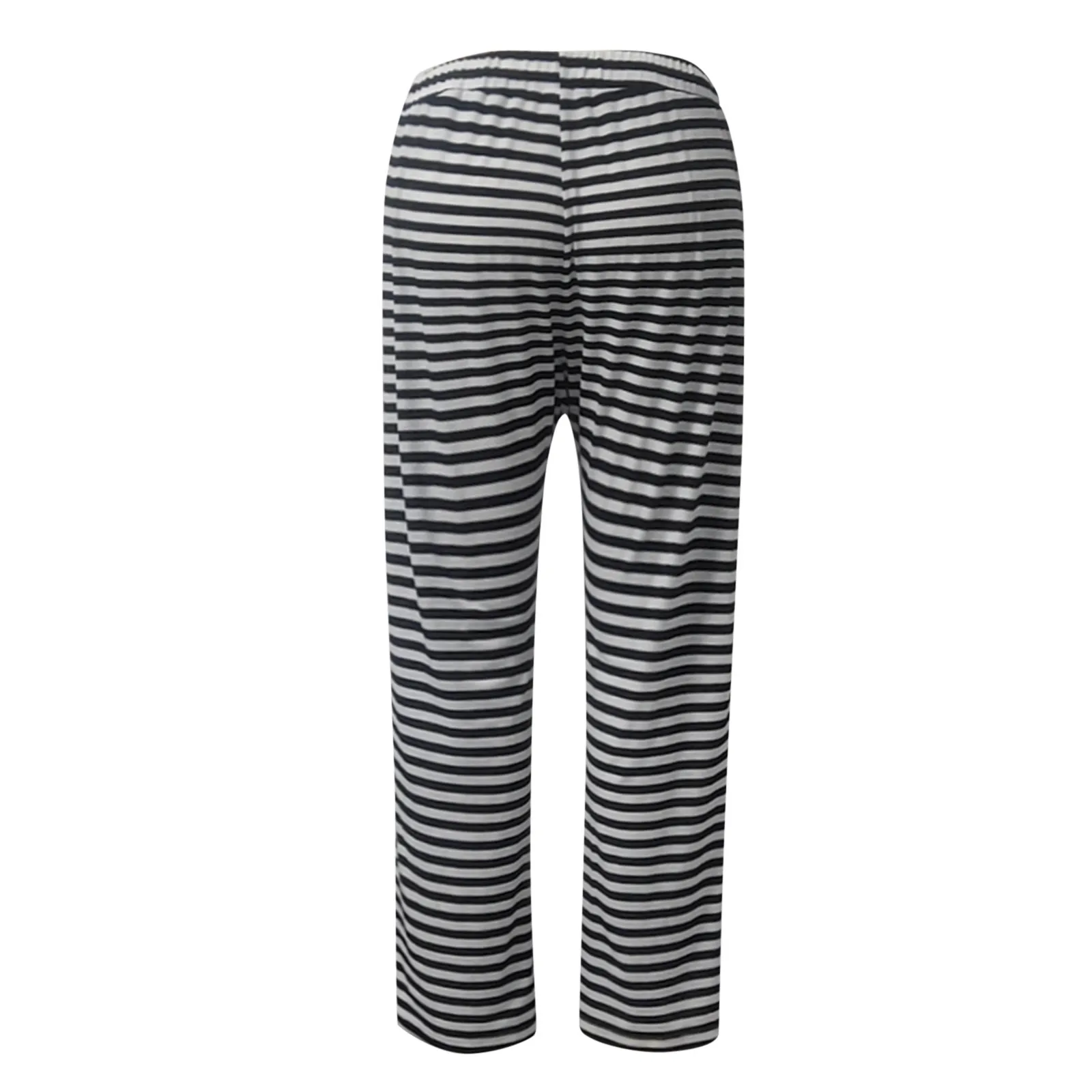 

Summer Trousers Ladies Fashion Polyester Elastic Waist Drawstring Casual Pocket Striped Casual Pantalon Verano Mujer 2021 F4