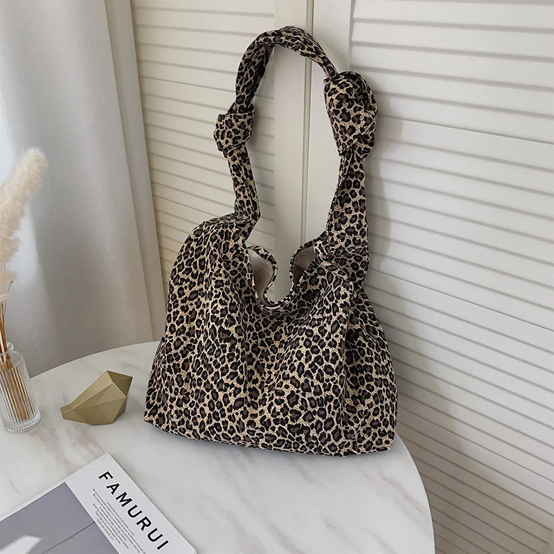 

Сумка-тоут женская холщовая, с леопардовым принтом