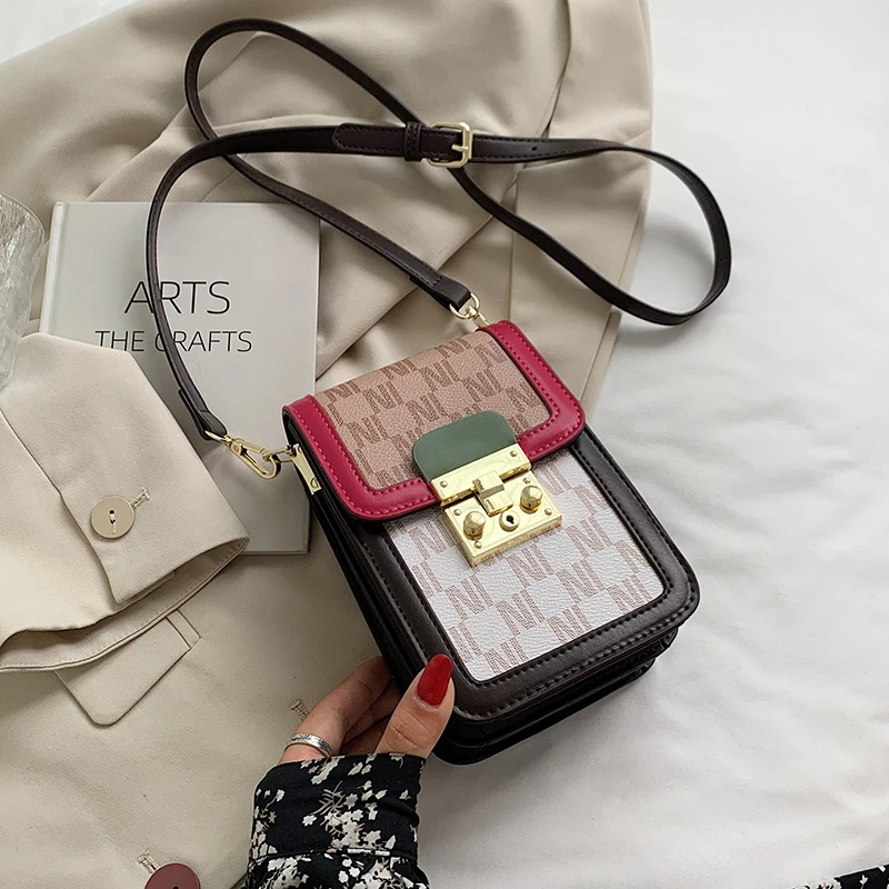 

2021 Retro Letter Mini PU Leather Crossbody Bag for Women Winter Quality Lady Designer Mobile Phone Handbag and Purses Luxury