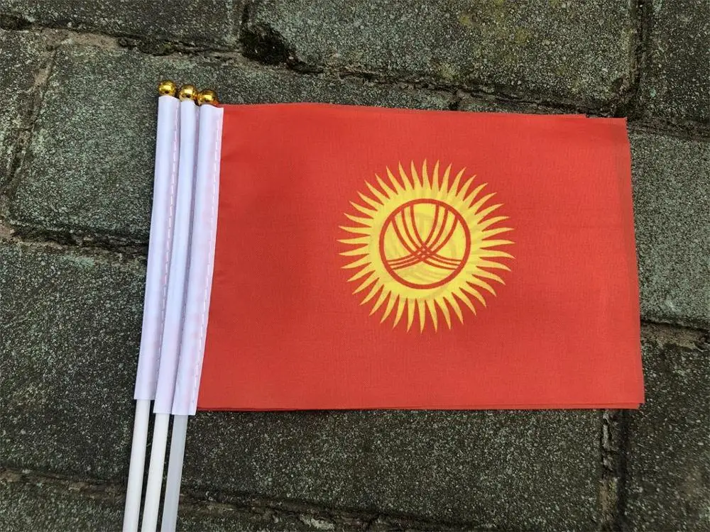 Киргизийские флаги 14*21 см 20 флагов машущих национальный флаг для приветствия