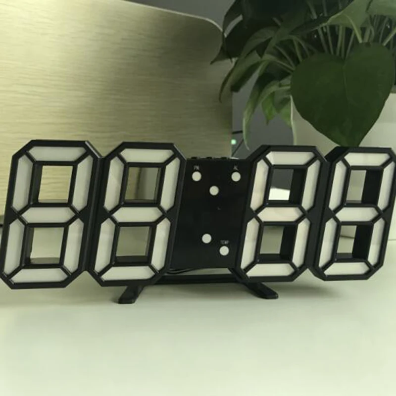 3D светодиодный цифровой настенные часы 24/12 часов Дисплей 3 уровня яркости затемнения Ночная функция повтора для дома, кухни, офиса