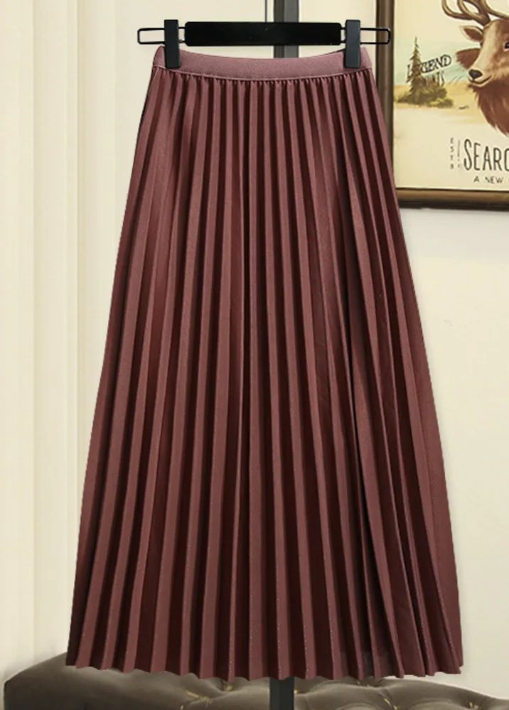 

Блестящая тонкая универсальная плиссированная юбка, Женская длинная юбка, женские корейские юбки, Женская юбка, Женская юбка размера плюс, ...