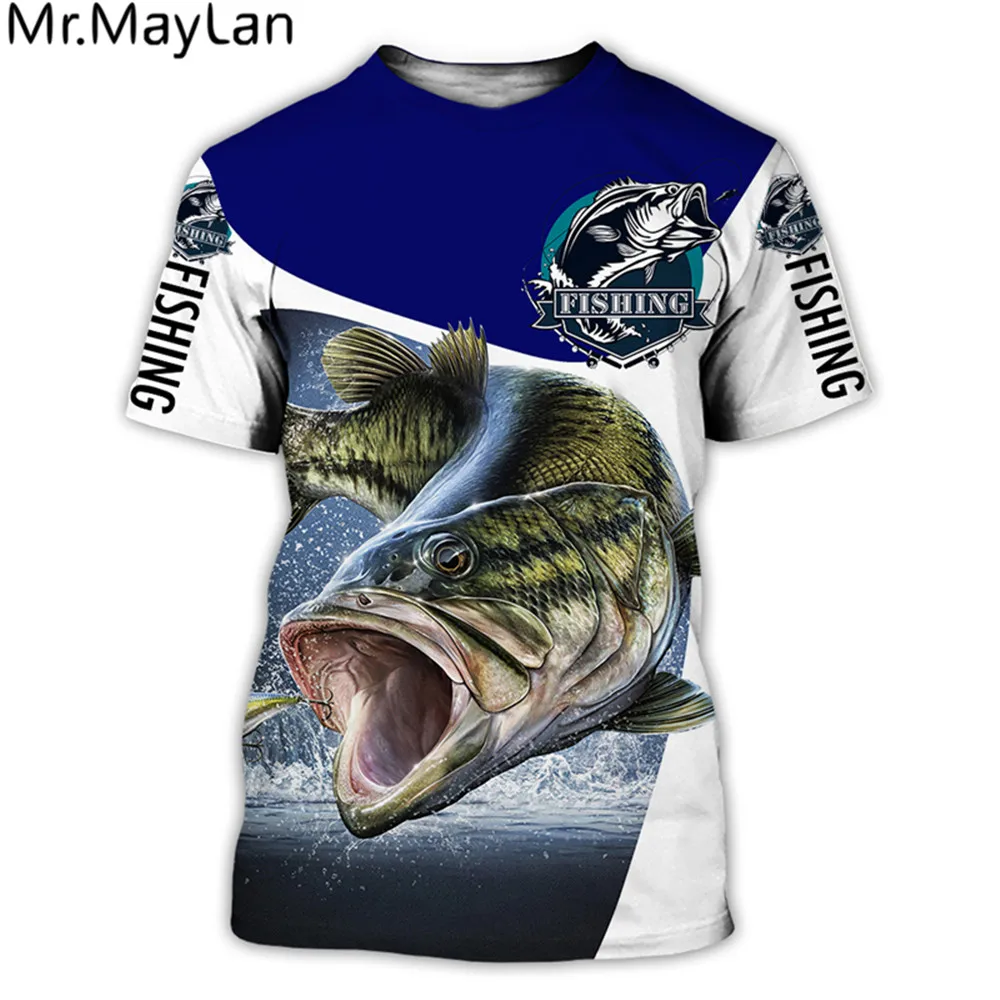 Новинка 2020 футболка для рыбалки стильная повседневная с цифровым 3D-принтом рыбы