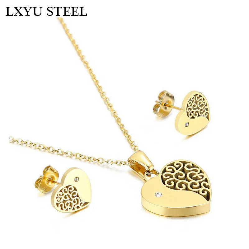 Лидер продаж в форме сердца кулон CZ колье и серьги набор украшений для женщин с