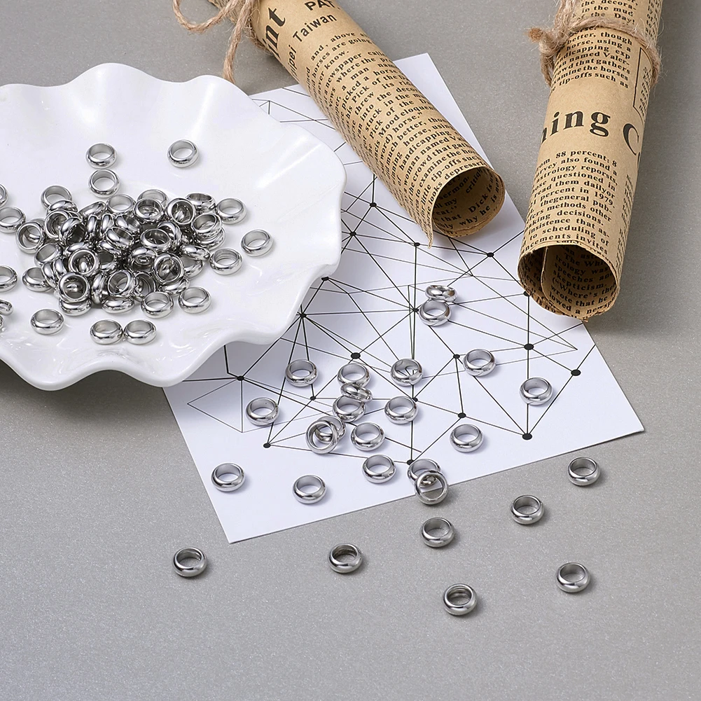 PandaHall кольцо 304 Нержавеющая сталь металлические бусинки прокладки 4 мм 5 6 7 8 для