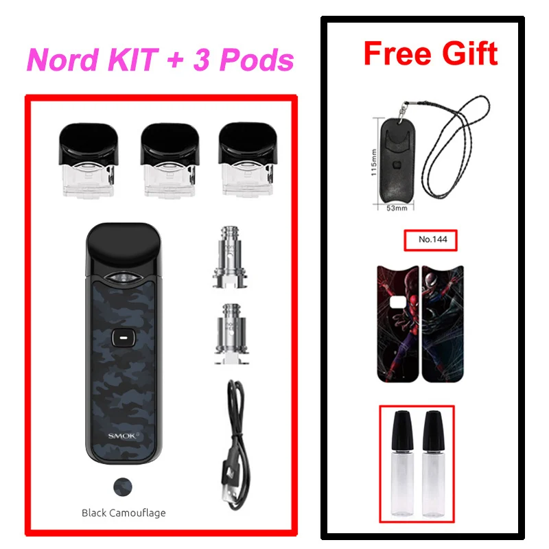 Black Camouflage SMOK Nord Pod Vape 1100 мАч батарея 3 мл Pod система обычная сетка катушка электронная сигарета комплект испаритель VS SMOK NOVO Minifit комплект - Цвет: Black Camouflage