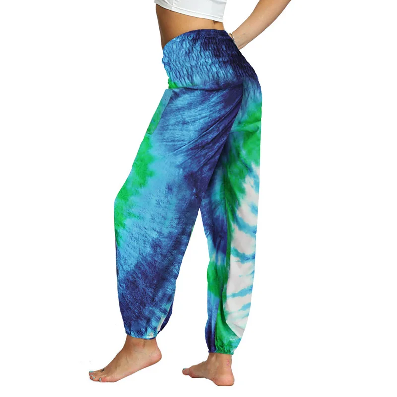 Для женщин штаны окрашенные Широкие летняя повседневная одежда в стиле Бохо