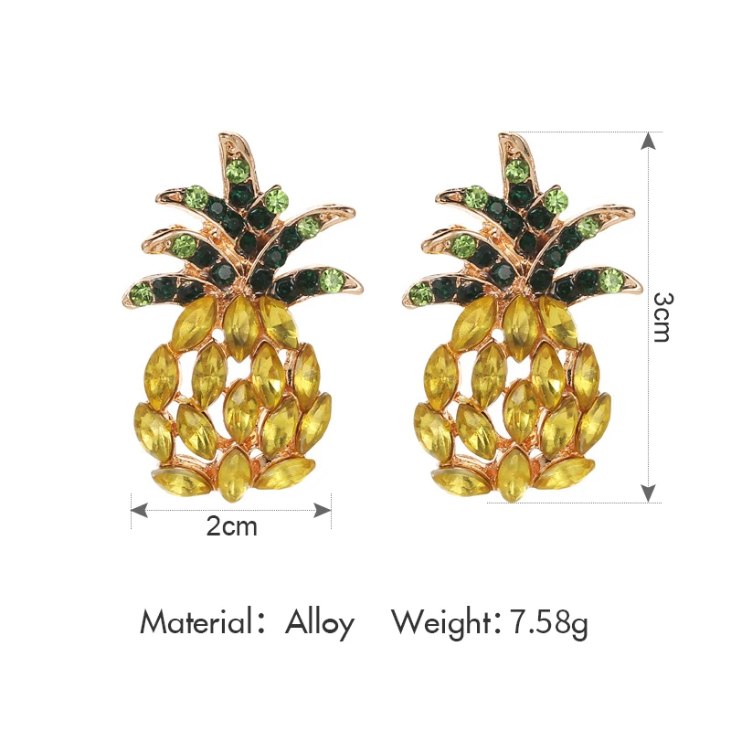 Gold Color Pineapple Crystal Stud Earrings for Women 2019 Hot Sale Boho Rhinestone Statement Earring Fashion Jewelry Bijoux | Украшения и