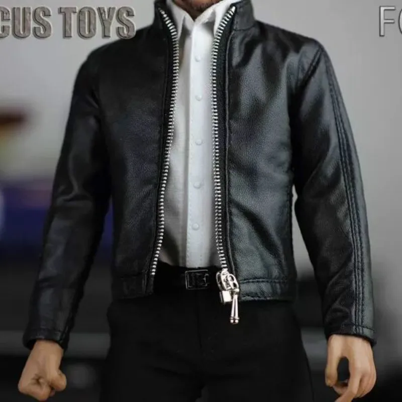 1/6 Для Мужчин's из искусственной кожи пиджак и брюки черного цвета белая рубашка