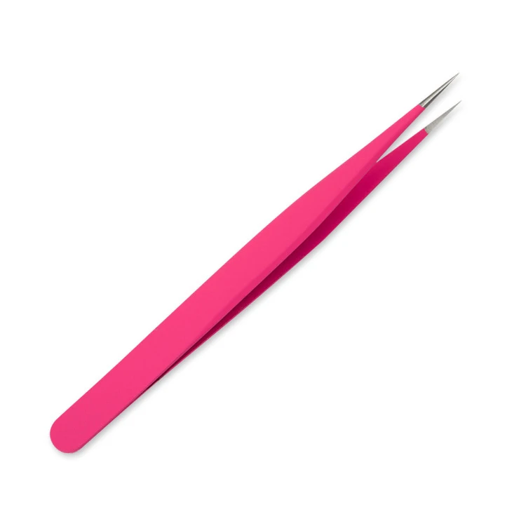 Модные розовые красные нержавеющая сталь tweezers инструменты для наращивания ресниц прямые изогнутые Профессиональные портативные брови самодельный пинцет - Цвет: MP167B