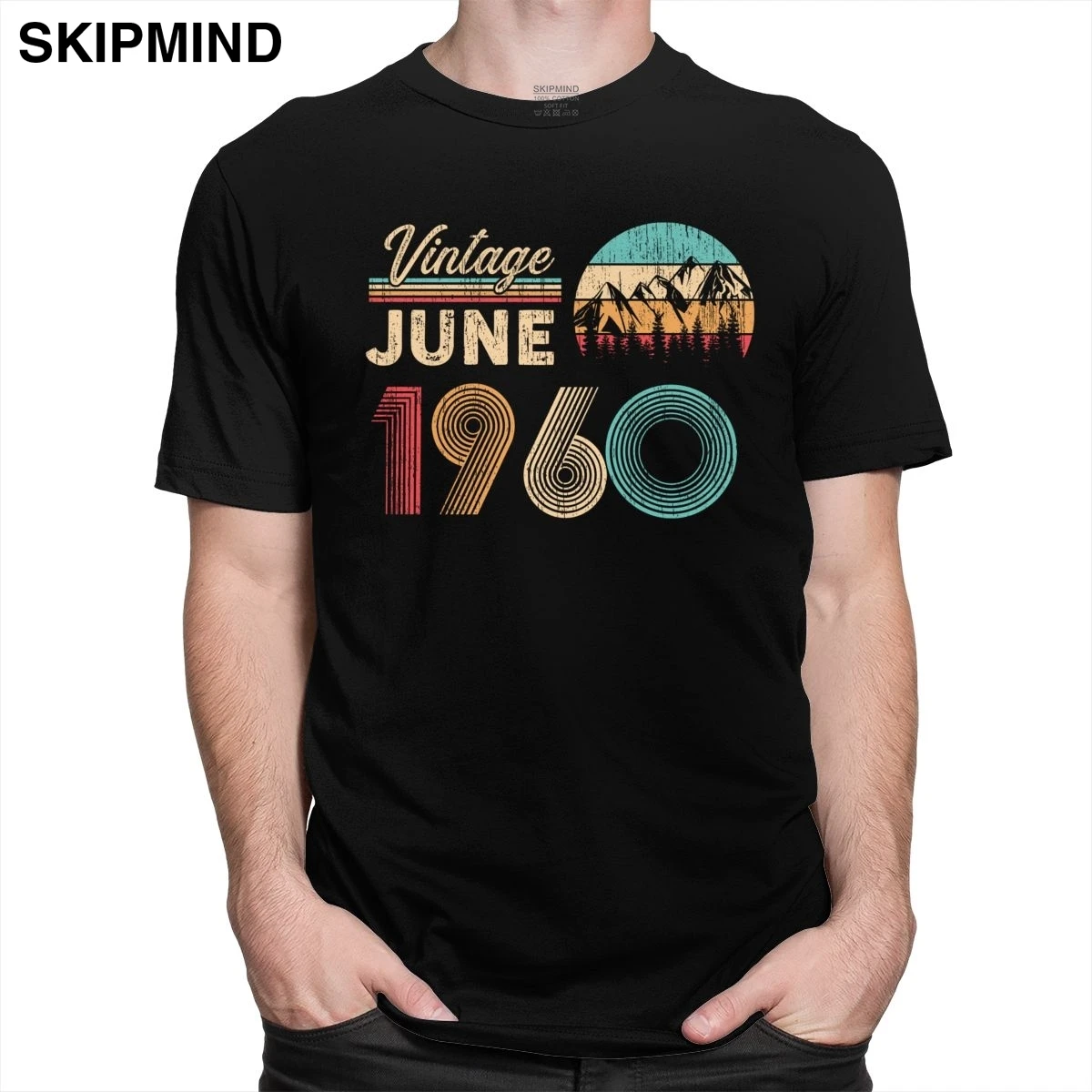 В винтажном стиле С июня 1960 60th день рождения мужские футболки натуральный хлопок