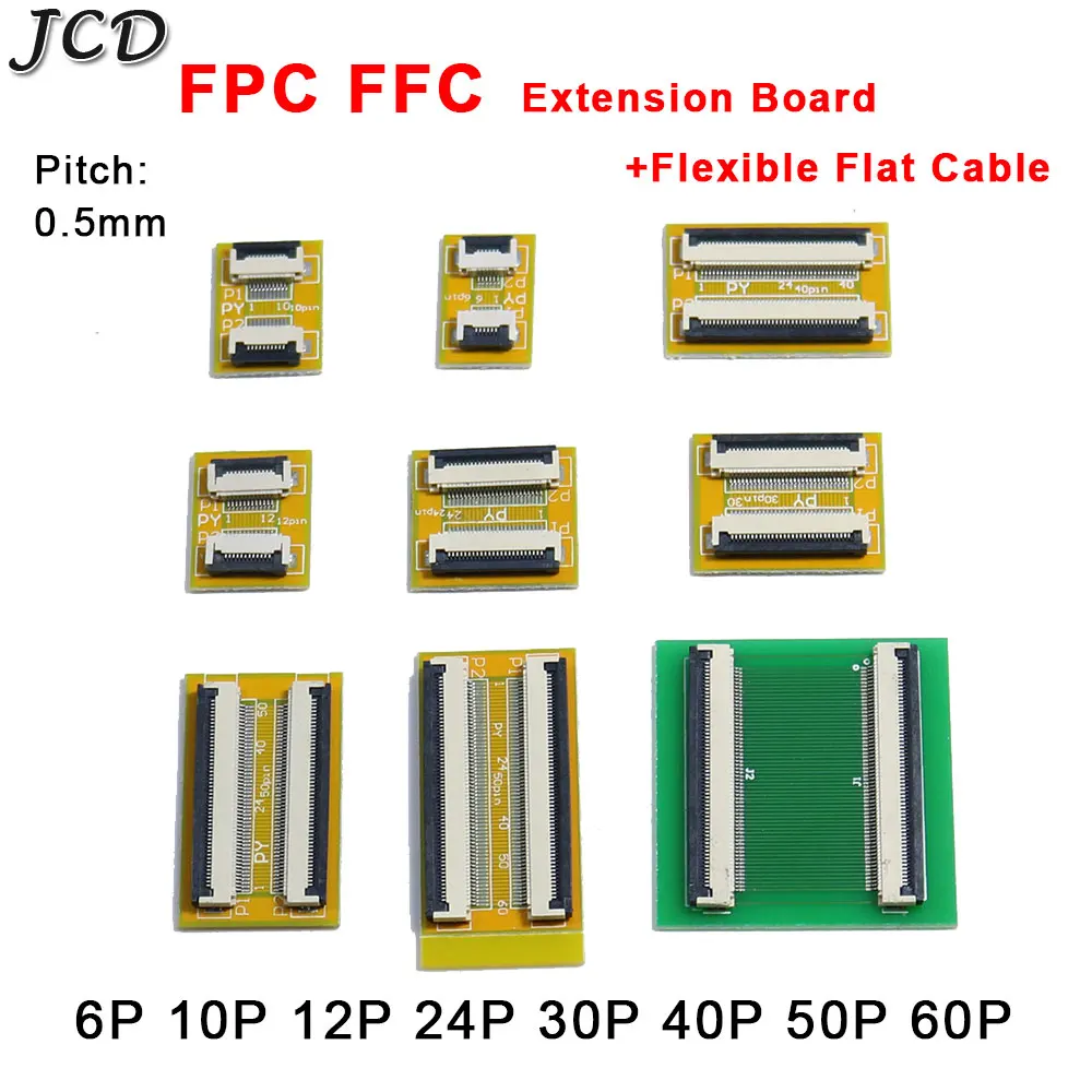 JCD FPC FFC Гибкий плоский кабель удлинитель 0 5 мм Шаг 6 10 12 24 30 40 50 60 контактный