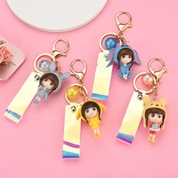cute hat cartoon resin doll leather cord charm keychain accessories mobile phone case purses pendant car key chains ring ys139
