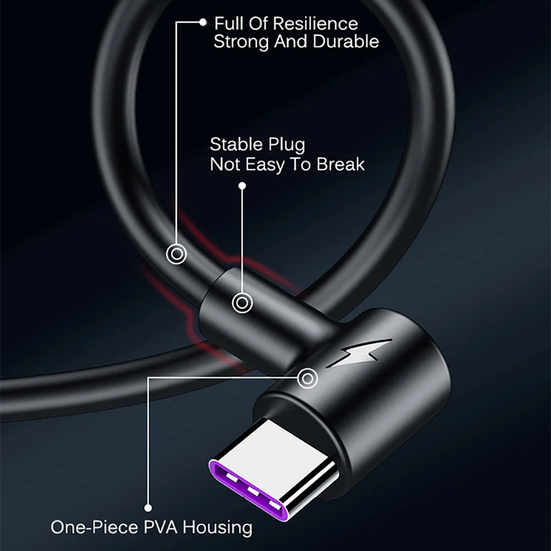Кабель USB Type-C 5A кабель для супербыстрой зарядки Samsung Huawei P30 P20 Xiaomi mi 10 USBC