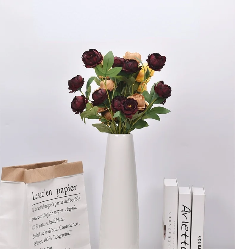 

Artificial Flower 67cm6 Exquisite Peony Nordic Cored Small Peony Fake Flower DIYwedding Home Decoration High Branch Peony Flower