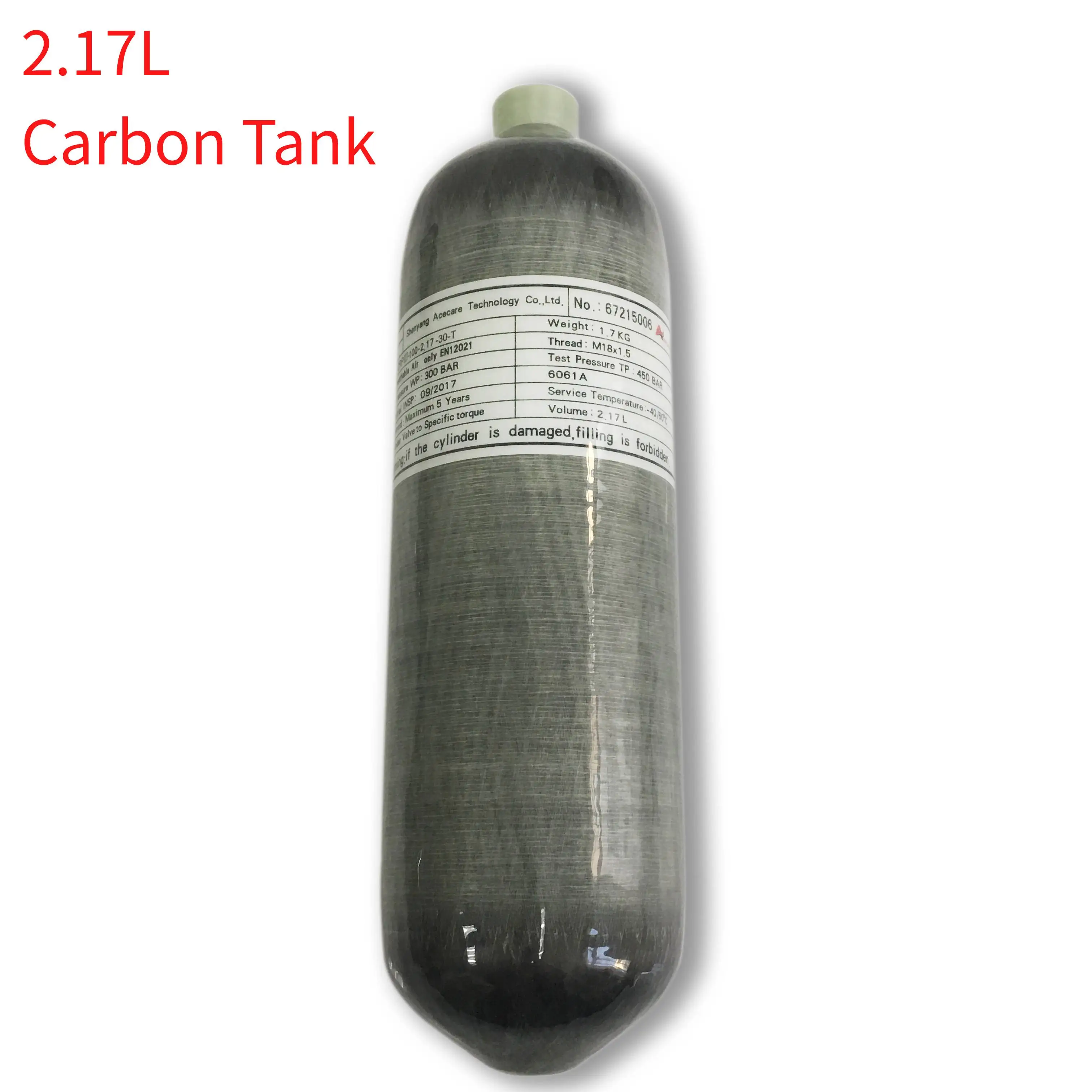AC1217 резервуар из углеродного волокна 4500Psi 2.17L цилиндр Pcp 4500 Psi Softgun Airforce Condor