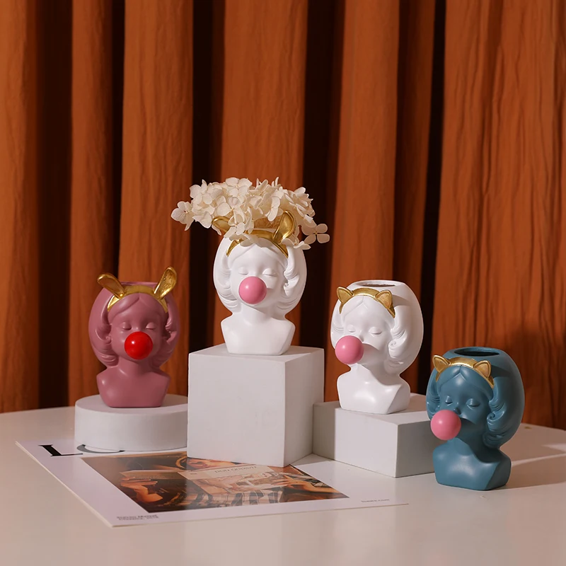 Скандинавская пузырьковая ваза с милыми котиками для девочек декоративные