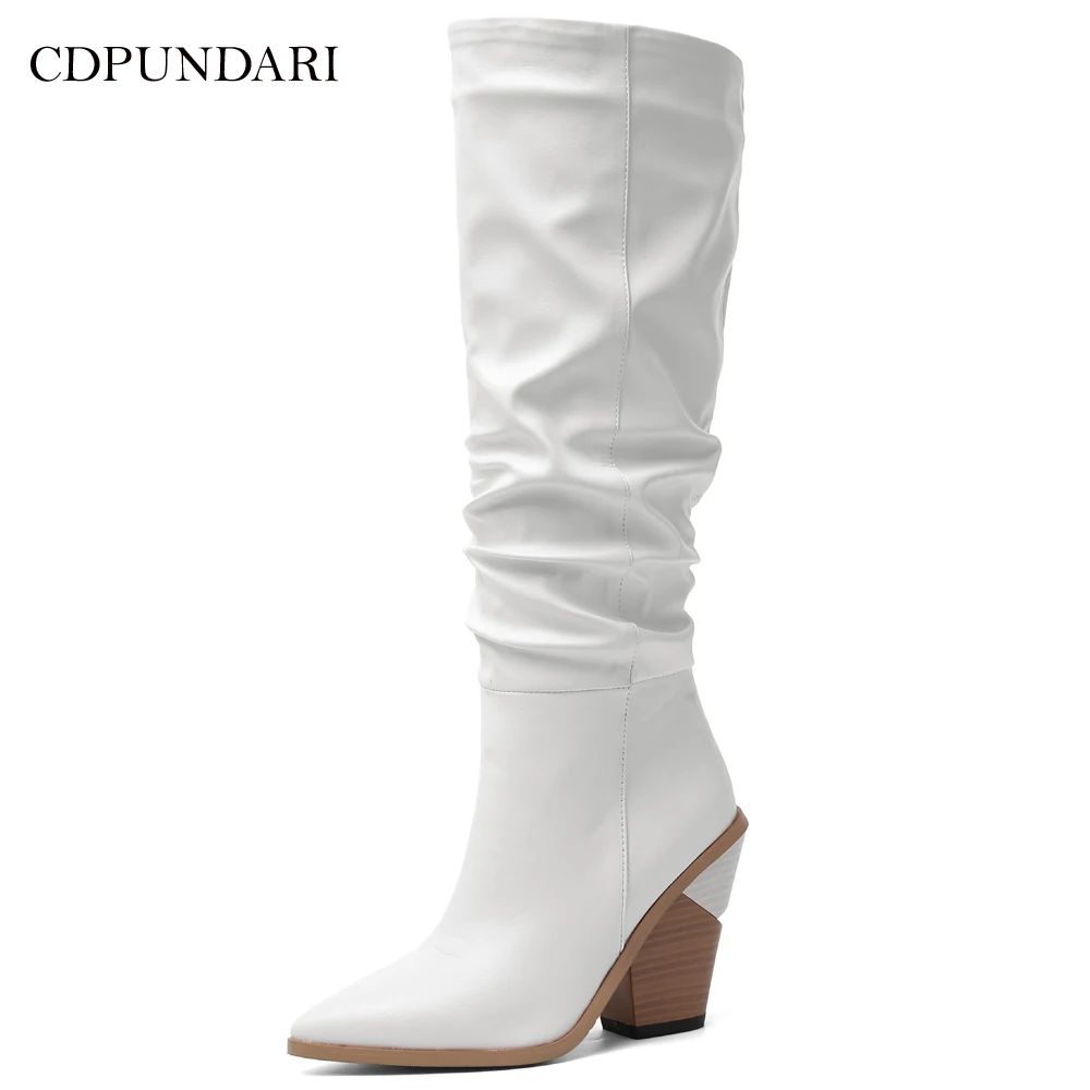 CDPUNDARI/пикантные ковбойские сапоги для женщин; сапоги в западном стиле; женские зимние сапоги на высоком каблуке; женская обувь