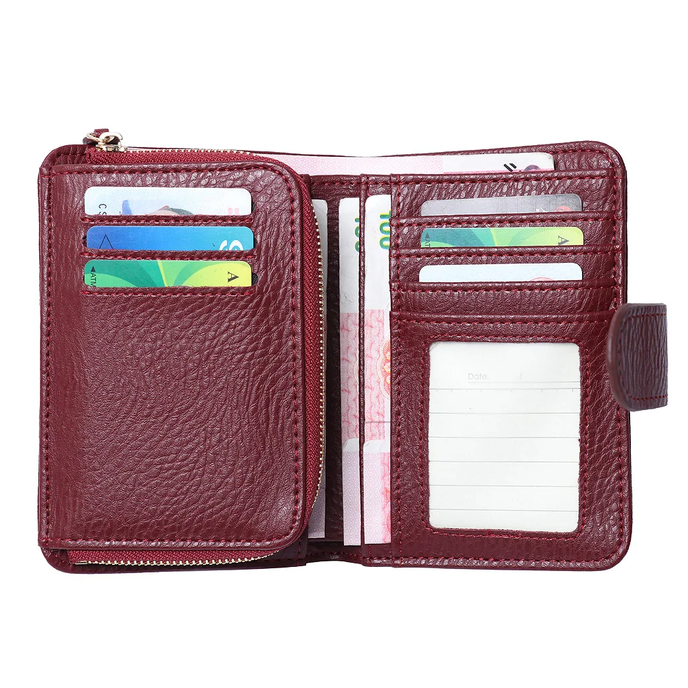 Популярный модный женский кошелек короткий ручной работы кожаный маленький