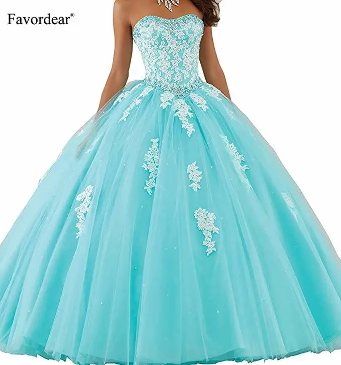 

Favordear 2020 Sweetheart Applique Quinceanera 15 Years Vestidos De 15 Anos Lace Beaded Ball Gown 15 Years Party Dress