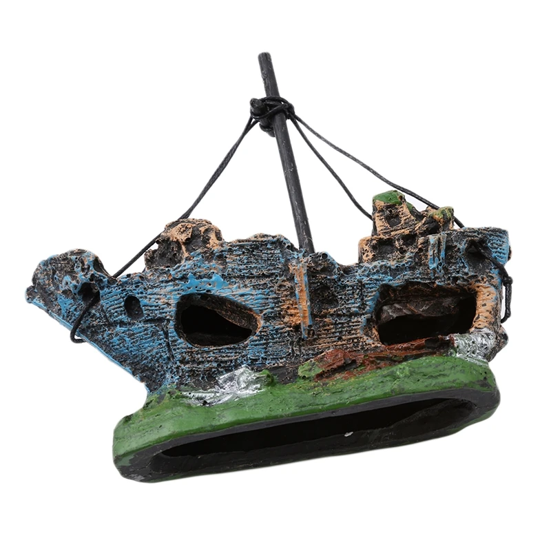 Маленький Ландшафтный аквариум пиратский лодка искусственные украшения