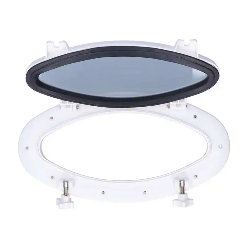 

Porthole Replacement White Oval Portlight Tempered Glass Opening Window for Marine Boat Yacht RV 16 x 8‑5/8in Boat Portlight