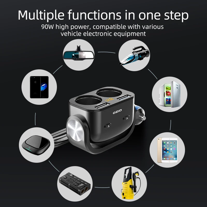 

Cigarette Lighter Splitter QC3.0 Dual USB Car Quick Charger Adapter for Phone Car-Charger Auto Cigarette Lighter Charging