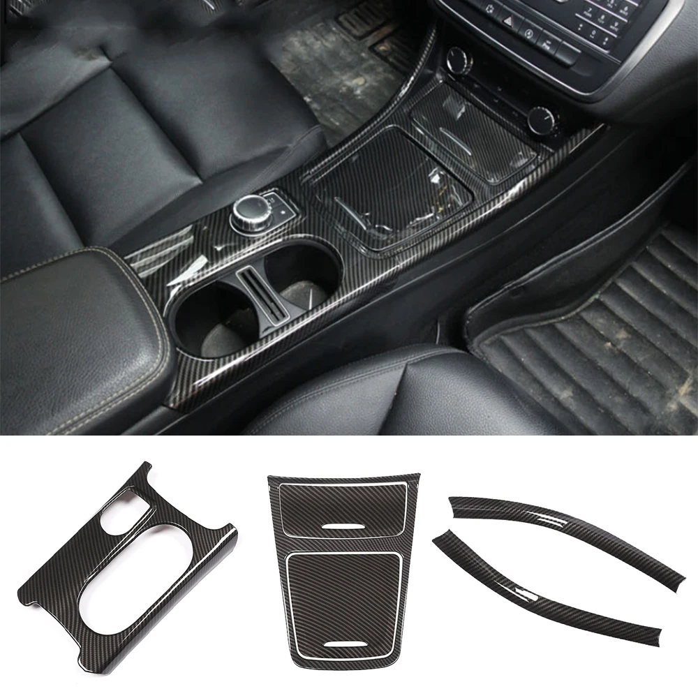 

6PCS Carbon Fiber ABS Center Console Storage Box Cup Holder Cover for Mercedes Benz A GLA CLA Class W176 X156 C117 2013-2019