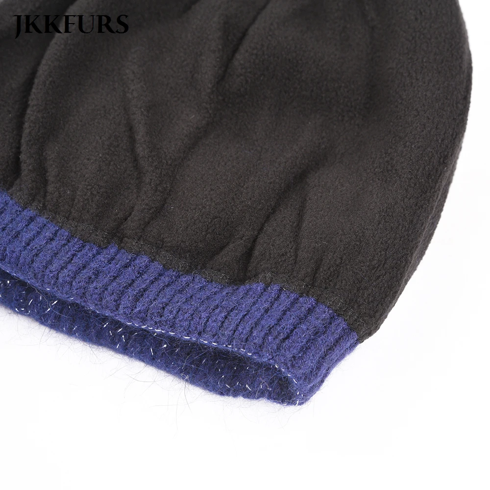 

New Women's Pompom Hat Knitted Angora Beanies With Natural Raccoon Balls Thick Warm Soft Ladies Hat Female Beanie Hats S7629