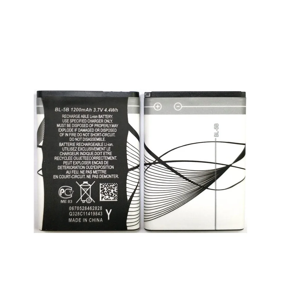 Новый BL-5B BL 5B BL5B 1200 мА/ч замена Батарея для Nokia N80 N90 6124 6021 5300 5208 5140 6020 5320 XpressMusic 6122