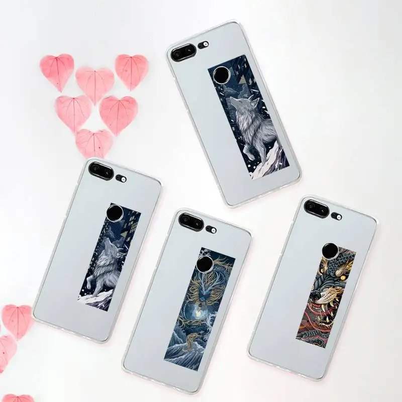 

Hard Chinese style Ferocious Beast dragon tiger Phone Case Transparent for Huawei mate 20 10 9 8 X S 5G Z Enjoy pro plus
