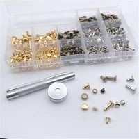 240 sets leather craft double cap repairing rivets tubular snaps fastener button press metal studs fixing tools kit