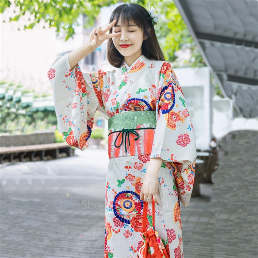 

Japanese Women Traditional Kimono Belt Sakura Girl Yukata Geisha Costume Haori Bath Robe Orthodox Oriental Elegant Dress Cosplay